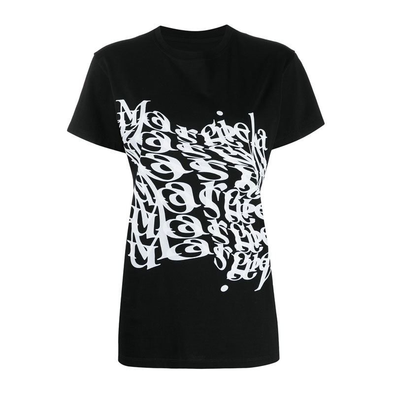 [메종마르지엘라] 여성 앱스트랙트 로고 프린팅 반팔 티셔츠 (블랙) S29GC0287 S22816 900