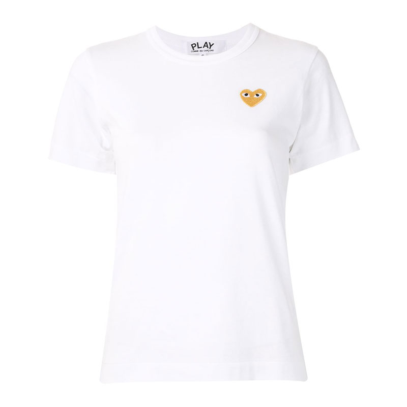 [꼼데가르송] 여성 골드 와펜 반팔 티셔츠 (화이트) AZ-T215-051-4