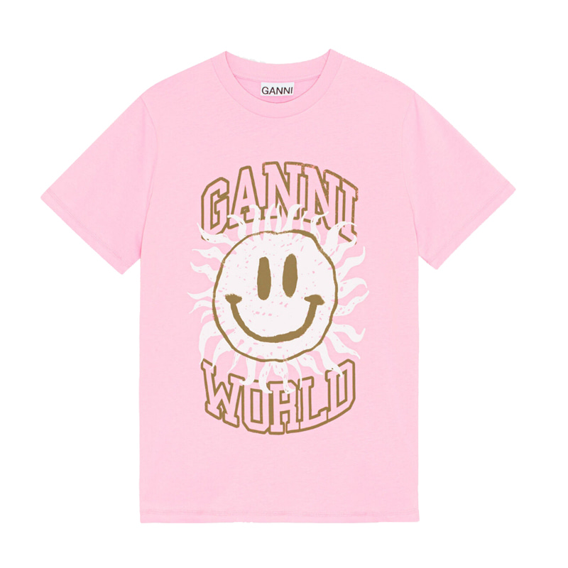 [가니] 스마일리 프린팅 반팔 티셔츠 (핑크) T3294 395