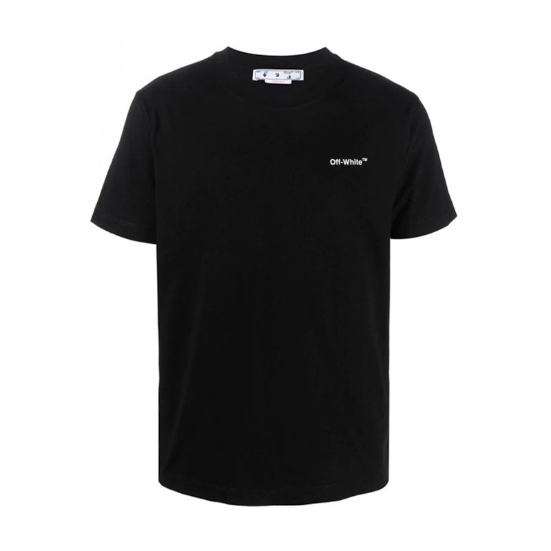 [오프화이트] 남성 웨이브 다이애그널 슬림핏 반팔 티셔츠 (블랙) OMAA027S22JER010 1001
