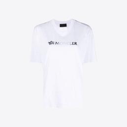 몽클레어 여성 블랙 암로고패치 그라데이션 로고 반팔 티셔츠 (화이트) 8C00003 89A17 001
